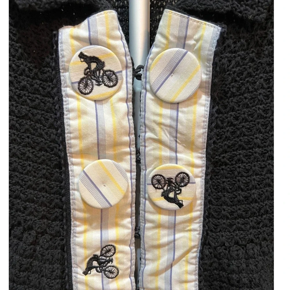 Anthropologie Moth Motion Study Cardigan Size XS Black Bicycle Textured Boho Art - Picture 4 of 7